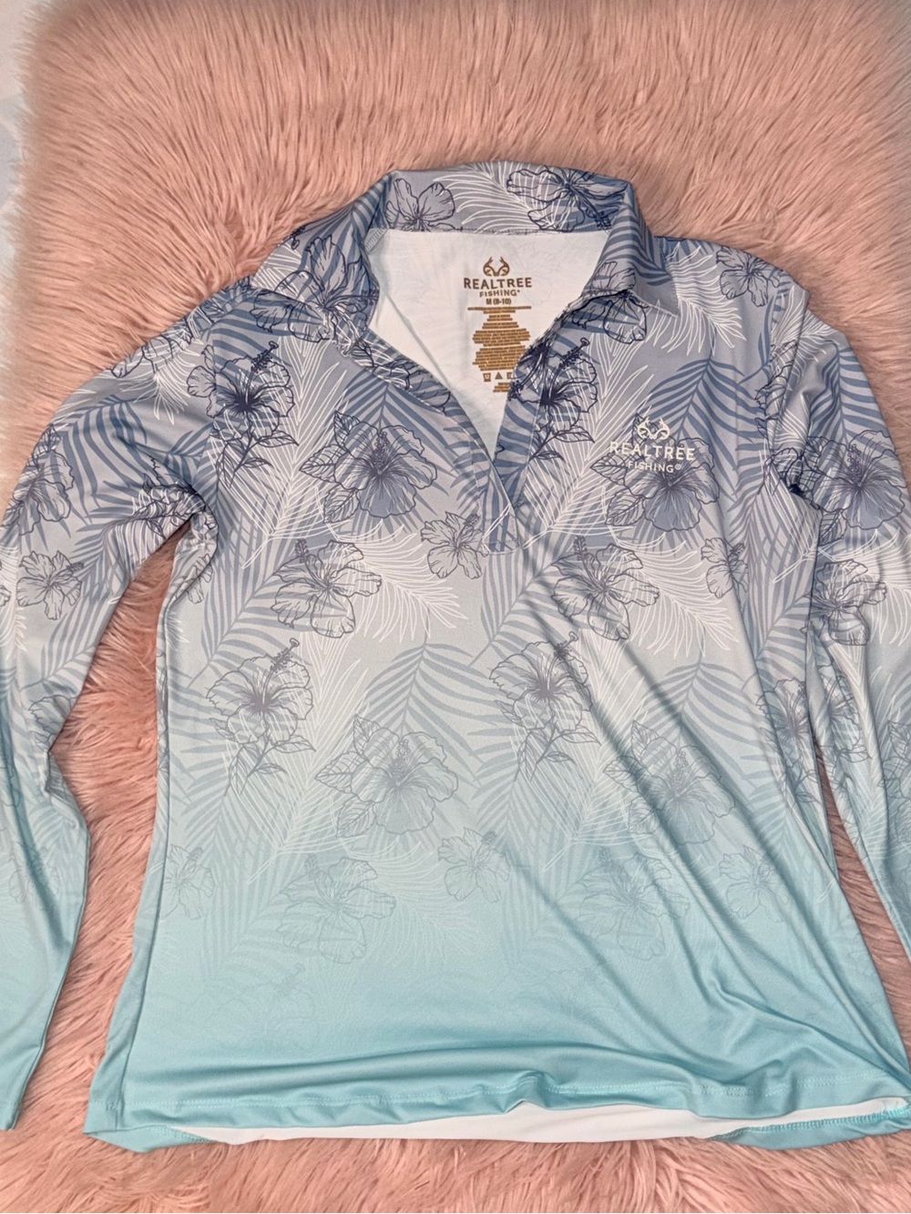 Realtree Fishing Blue Aqua Floral Performance Pullover